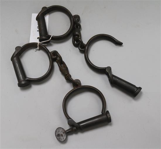 Two 19th century steel handcuffs